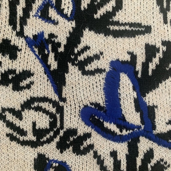 By Anthropologie Floral Pop Embroidered Wool Blend Sweater Size S - Blue - NWOT‎ - Picture 7 of 16